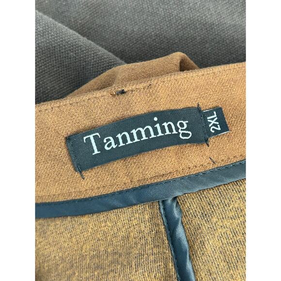 Tanming Trouser Pants Size 2XL Brown Wool Blend Wide Leg Cropped Officecore - Picture 6 of 10